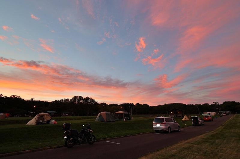 北海道キャンプ場の夕日
