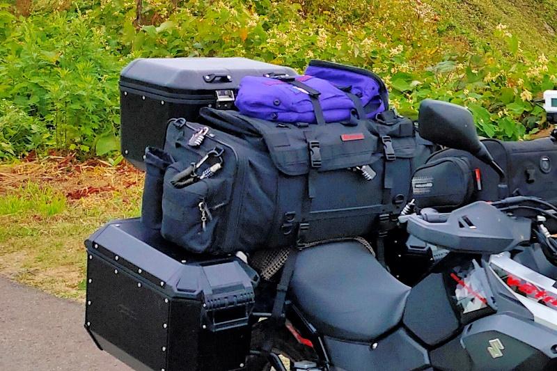 バイクに設置したシートバック