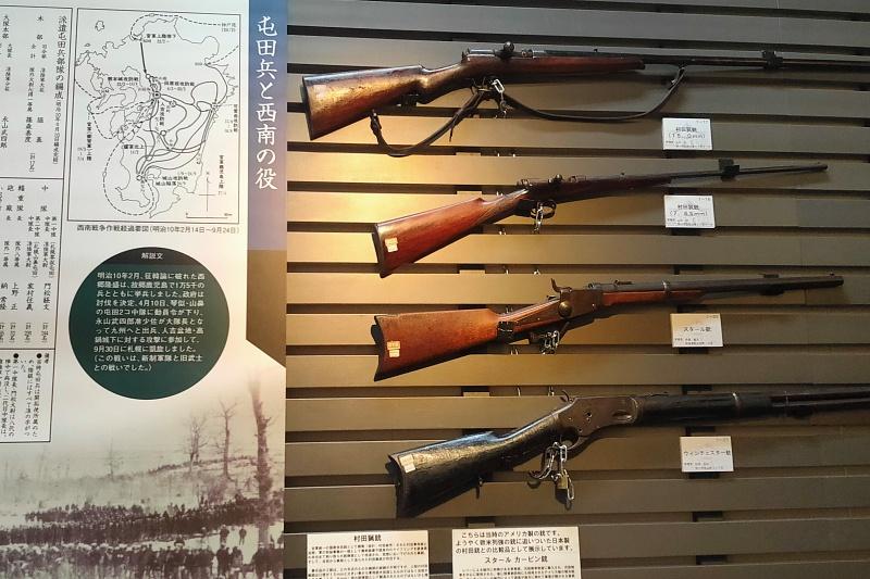 博物館に展示物である古い銃