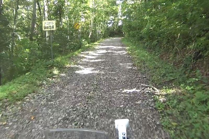 林道と看板